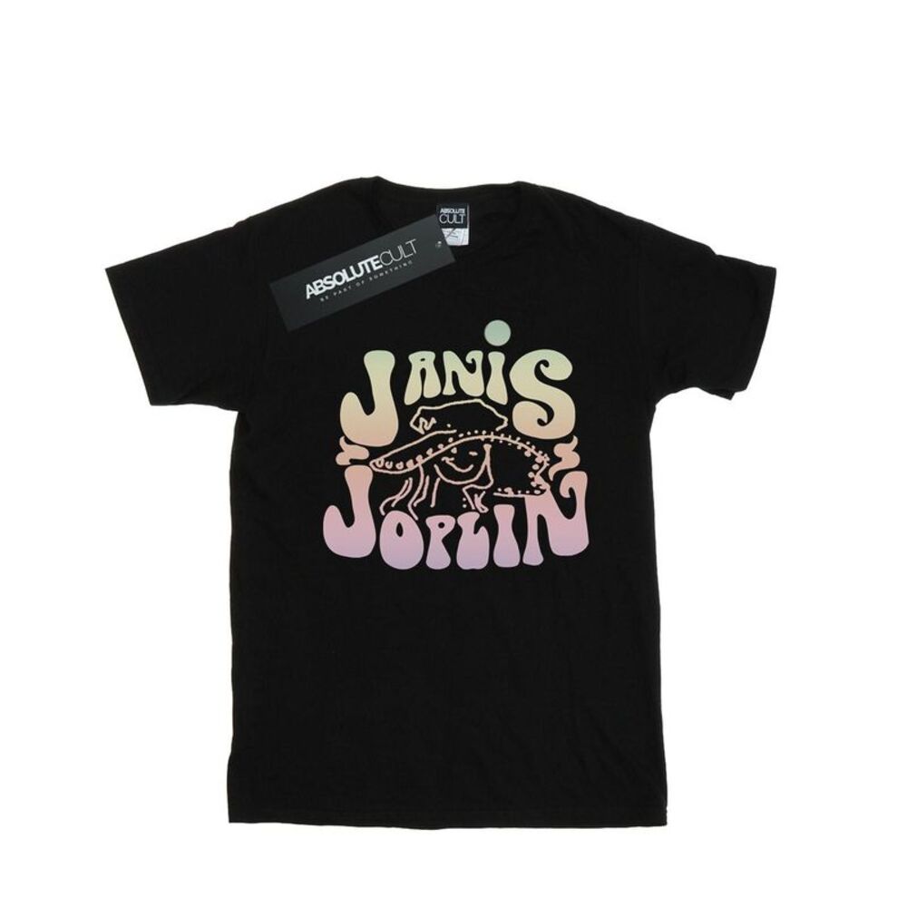 Janis Joplin Mens Pastel Logo T-Shirt / Black
